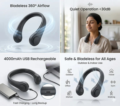Wearable Neck Fan – Stay Cool Anywhere (Hands-Free Cooling)